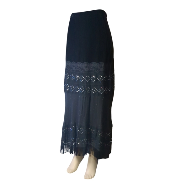 Michelle Antonelli Luxury Black Embellished Maxi Skirt Size M. - Picture 11 of 16